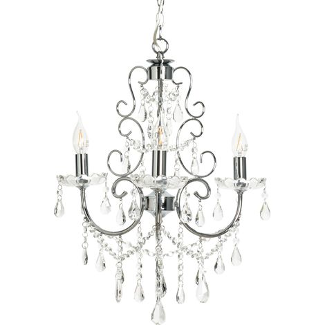 Litecraft Madonna Chandelier Dual Mount Ceiling Light 3 Arm - Polished Chrome (1/5)