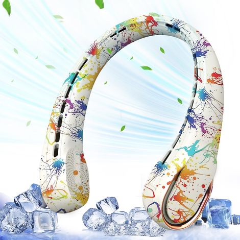 Ventilateur de cou sans pales - Rechargeable par USB - 4000 mAh - 3 vitesses réglables - Refroidissement plus rapide - Ultra silencieux - Convient pour la maison, le bureau, les voyages
