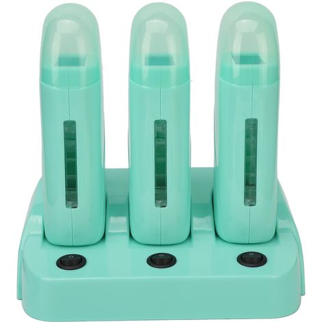 Chauffe-cire dépilatoire à bille (lot de 3) pour hommes et femmes, avec base, pour l'épilation des aisselles et des jambes, prise européenne 220 V. (1/5)