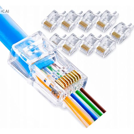 Conotech NS-210 Fiches RJ45 cat.5e UTP pass-through 8P8C pour câble LAN 10 pièces. (1/3)