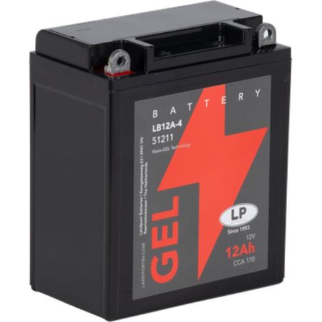 Landport GB12A-A 12V 12AH Gelbatterie für Motorräder und Roller