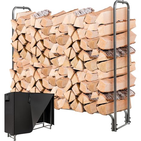COSTWAY Range Bûche Extérieur avec Housse PVC Imperméable, Abri Bûche Rangement Bois 36-61cm de Long, Porte-bûches Abris Bois pour Cheminée, Poêle, Brasero, Noir (122,5 cm) (1/5)