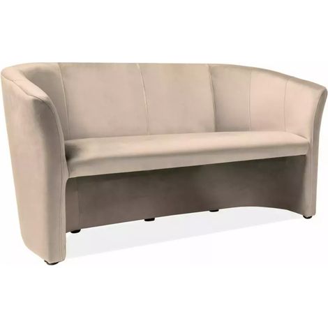Canapé TISSO cabriolet 3 places velours beige lumineux