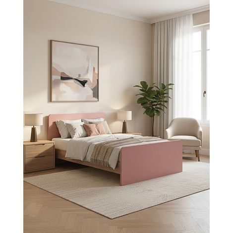 Letto easy con fascioni e pediera - Letto una piazza e mezzo 127 x 197 - Testiera e pediera rosa, fascioni virginia - Rete e materasso esclusi (1/4)