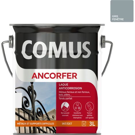 ANCORFER BRILLANT 3L Gris fenêtre - Peinture-laque antirouille pour métaux et autres supports - COMUS (1/3)