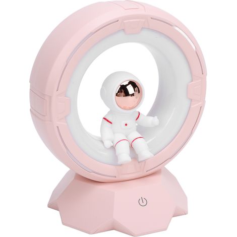Lampe de chevet astronaute enfant ABS PC silicone 3 températures couleur LED USB rechargeable déco bureau chambre rose (1/5)