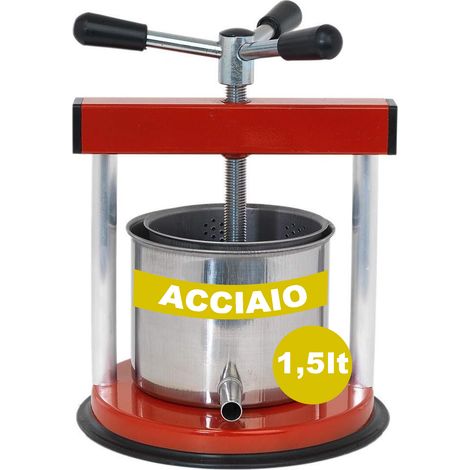 Torchietto Premitutto Manuale 1,5 Litri in Acciaio – Pressa per Pomodoro, Frutta, Verdura e Uva – Robusto e Resistente