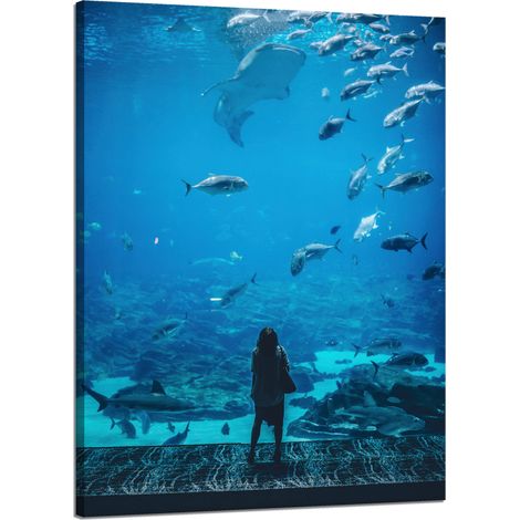 Leinwanddruck „Menschen im Aquarium“, 50 x 70 cm