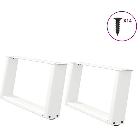 Couchtischbeine U-Form 2 Stk. Weiß 70x(30-31) cm Stahl