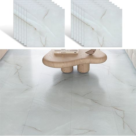 Dalle Adhesive Sol Effet Marbre Gris Brumeux Carrelage Adhesif Sol Marbre Blanc Salle de Bain Carreaux Adhesif Cuisine Dalles PVC Garage Imperméable 30 cm × 30 cm 12 Pièces (1/5)