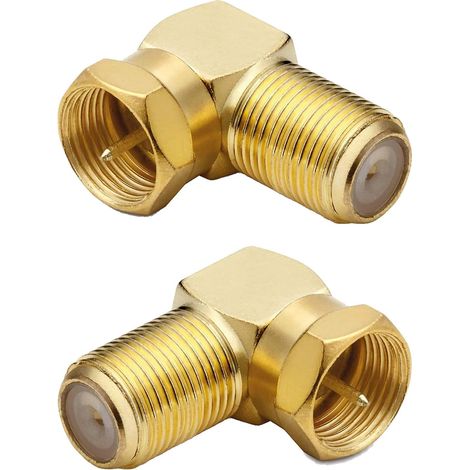 2 Stück 90 Grad Satelliten-Eckstecker, Koaxial-Eckstecker, Antennenstecker Winkel für Antennenkabel, Satellitenkabel, Koaxialkabel, vergoldet (1/5)