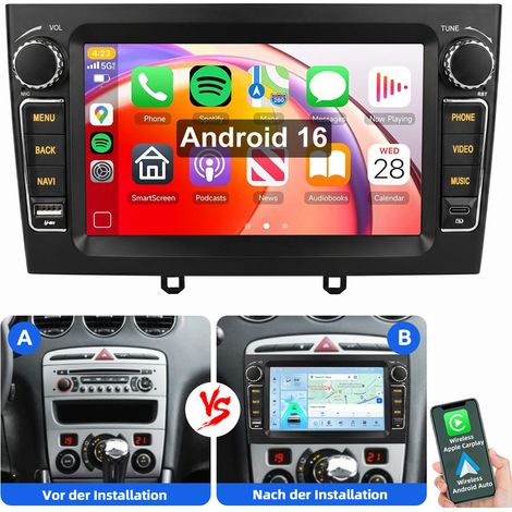 Pour Peugeot 308 408 RCZ Android 16 Carplay Autoradio GPS RDS BT WiFi 2+64G (1/5)