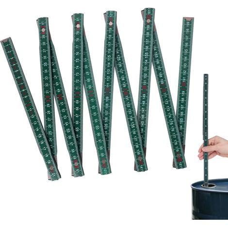Bâton de Mesure pour Réservoir d'Huile Portable à 10-Section (2m), Durable Règle pour Réservoir d'Huile en Bois Règle Pliable Vérifier le Niveau de Carburant avec Précision (1/5)