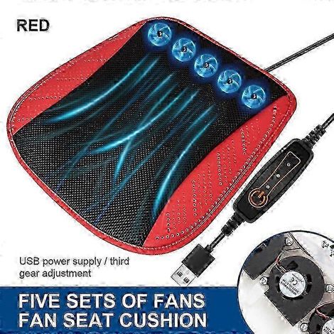 Coussin de siège auto d'été avec ventilateur rafraîchissant - Ventilation USB réglable à 3 vitesses - Vert - 8 ventilateurs (1/5)