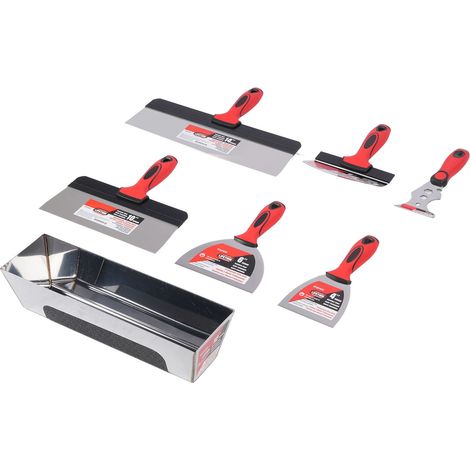 Kit d'outils à main pour finition de plaques de plâtre 30 cm en acier inoxydable, accessoires multifonctions de peinture, réparation, pose de papier peint et décapage (1/5)