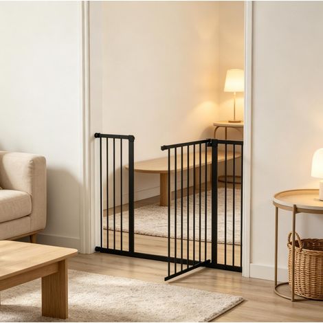 Barrera de seguridad extensible para mascotas 107 x 76 cm negra HAVRYA (1/5)