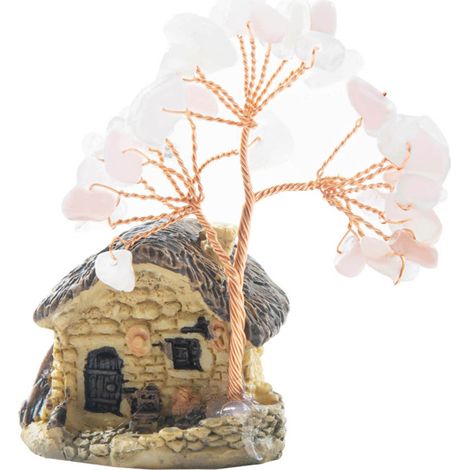 Arbre à argent miniature en fil de cuivre, cristal et pierre précieuse naturelle, symbole de vie, d'énergie de guérison et de chance. (1/5)
