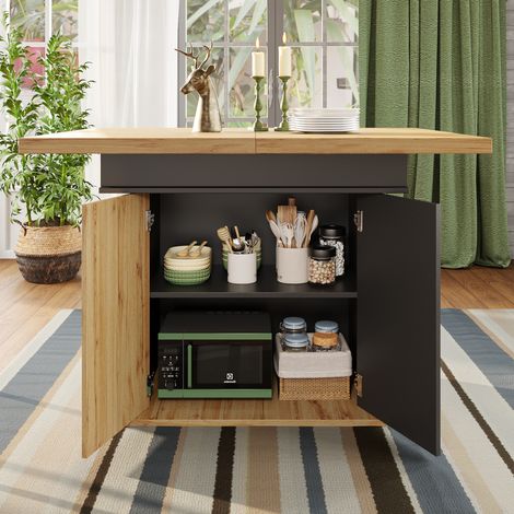 Esstisch ausziehbar Stauraum 110-140x80cm MDF OKMYHOME (1/5)