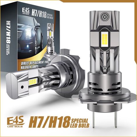 2er-Set kompakte Mini-LED-Diodenlampen E4S H7 H18 Х7 Х18, 12 V, 50 W, 15000 lm, für Auto, Motorrad, Traktor