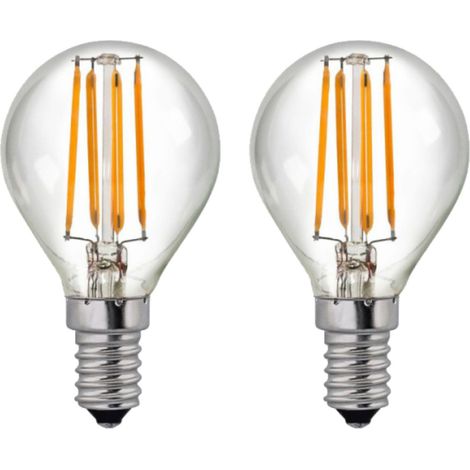 2er-Pack LED-Lampen mit kugelförmigem Glühfaden, E14, 4 W (entspricht 40 W), 470 lm, 2700 K, 25.000 h, SevenOn Premium