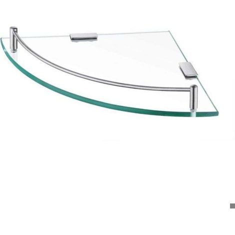 Étagère Murale D'Angle - Verre Trempé 7 mm - Acier Inoxydable 304 - Pour Salle De Bain Et Douche - Charge Max 5 Kg - 1 Pièce (1/4)