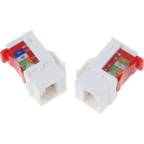 2 modules Ethernet Keystone Cat6 RJ45 sans outil avec poinçon pour prise réseau femelle (1/4)