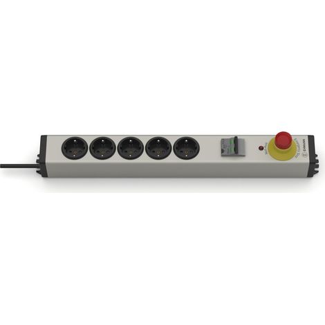 Multiprise en Aluminium 5 Prises avec Interrupteur FI intégré 30 mA, disjoncteur 16 A (1/5)