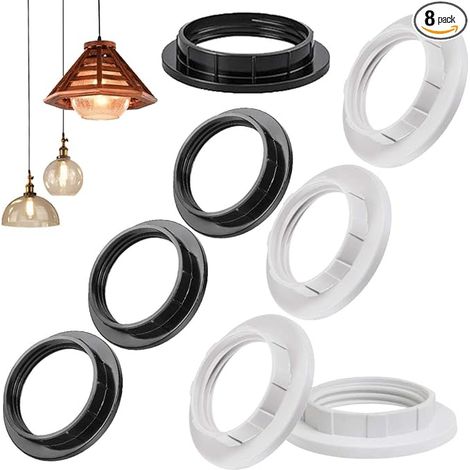 Plastique Anneau Réducteur Abat Jour E14 27MM Accessoires Abat-Jour Bague Plaque Convertisseur Adaptateur Anneau Réducteur Abat-Jour Lampe bureau Noir blanc (1/5)