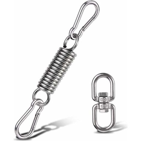 Kit de Suspension pour Hamac, Ressort pour Chaises-Hamac avec Mousquetons et Anneau Rotatif, Accessoire pour Chaise Hamac, pour Chaises de Porche Balançoires à Suspendre Crochets de Suspension (1/5)
