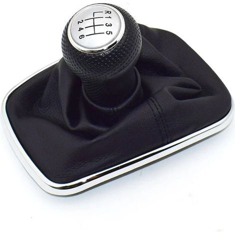 VW gear shift knob for Golf 4 IV MK4, GTI R32, Bora, Jetta, 5-speed, black frame, gear shift boot 1999-2004, 23 mm (6-speed B) (1/2)