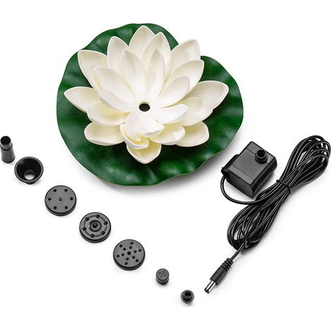 Fontaine solaire en forme de lotus – Cette fontaine pour bain d'oiseaux convient aux jardins extérieurs, bassins et points d'eau. (1/4)