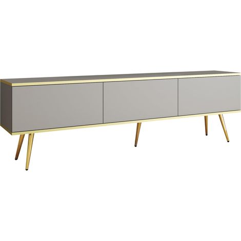 Mobile TV, Grigio, gambe dorate, 175 x 30 x 52 cm, apertura push-to-open (1/5)