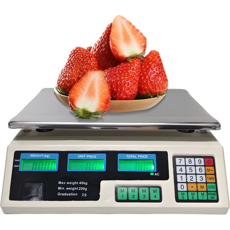 Balance de Cuisine Professionnelle 40kg Grande Balance Alimentaire Electronique Numérique de Précision 2g Acier Inoxydable et Comptage Tare Fonction Balance Aliments pour Charcuterie