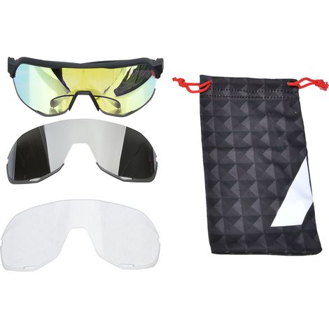 Ortviai Lunettes de vélo extérieur anti-UV 100 % avec lentilles interchangeables noir jaune – protection oculaire légère et moderne, lunettes de protection (1/5)