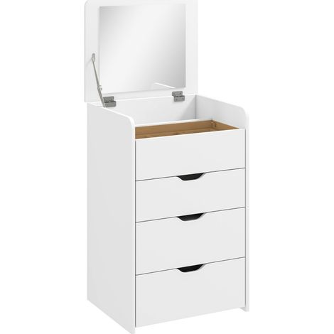 Galaier coiffeuse 3 en 1 miroir rabattable tabouret blanc (1/5)