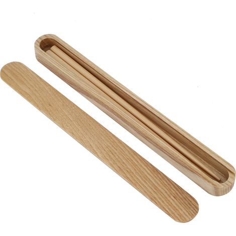 Lot portable de baguettes en bois réutilisables avec boîte en cire blanche, ustensiles de cuisine pour repas, coffret cadeau de table. (1/5)