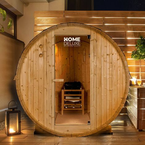 HOME DELUXE - Outdoor Fasssauna LAHTI L - 195 x 180 cm für 4 Personen  Sauna Saunakabine Elementsauna Heimsauna (1/5)