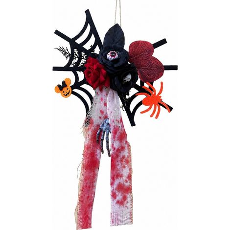 Décorations d'Halloween pour maison hantée avec crâne d'araignée, accessoires réalistes et effrayants pour mur, fenêtre, porte, intérieur B