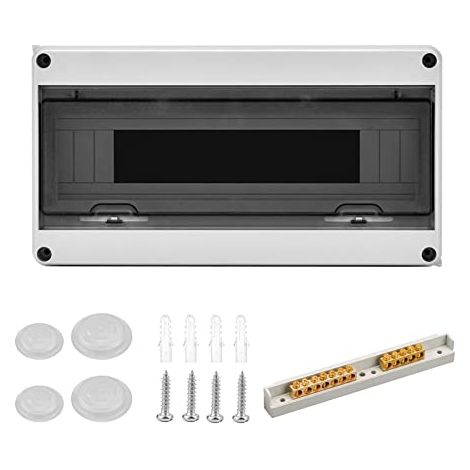 Boîte à fusibles en saillie - Petit distributeur - 1 rangée de 18 modules - Répartiteur en saillie - IP65 - Étanche - Pour pièces humides - Pour jardin, bornes de charge ou espaces extérieurs (1/5)