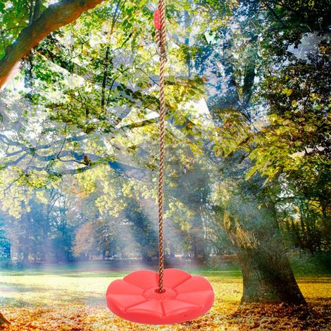 Balancelle Rondelle Suspendue pour Enfants, Siège d'Escalade Intérieur et Extérieur avec Corde, Jeu d'Équilibre et d'Aventure