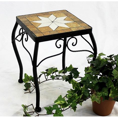 DanDiBo Blumenhocker Mosaik Eckig 28 cm Blumenständer 12015 Beistelltisch Pflanzenständer Mosaiktisch Klein (1/5)