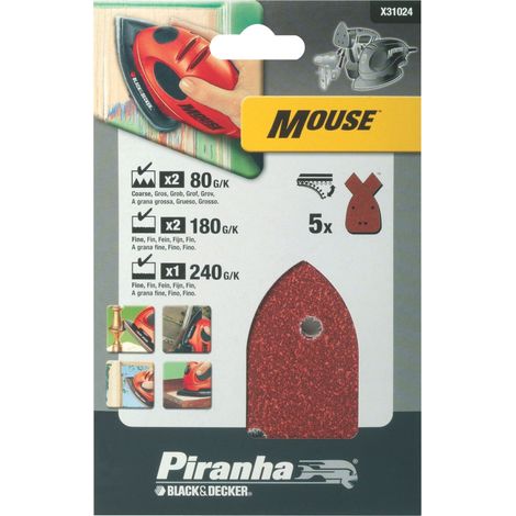 5PC Sanding Sheets Piranha Mouse Detail Fit Black and Decker Palm Sander MIX SET (1/4)