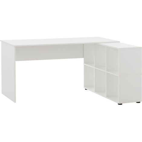 Eckschreibtisch Büro mit Regal BRAGA-80 in weiß, B/H/T: ca. 150/73,6/121,6 cm (1/5)