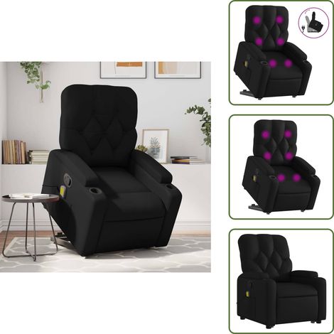 Reposapiés - vidaXL Sillón reclinable de masaje de pie cuero artificial negro - Respaldo