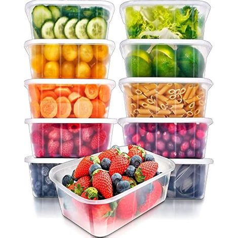25 pièces Boîtes de conservation alimentaire 1000ml, réutilisables, sans BPA, hermétiques, étanches, compatibles micro-ondes et congélateur, vaisselle autorisée.