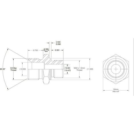 Acoplamiento M/M 3/4" BSP X M22 BURNETT & HILLMAN VNBM1222ISO6149