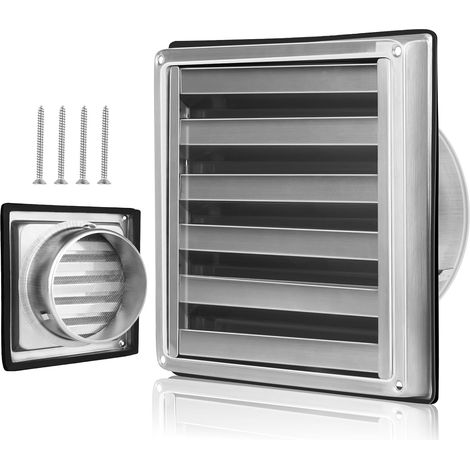 Grille de ventilation 125 mm, grille d'extraction pour évacuation extérieure en acier inoxydable 304, grille de ventilation 125 mm, grille anti-retour et protection contre les intempéries avec (1/5)
