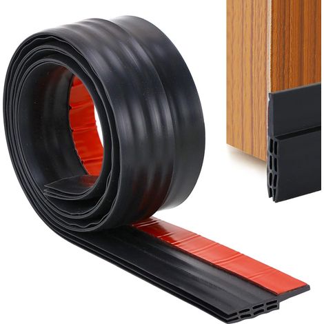 Porte Bas Joint Strip - Autocollant sous Porte Coupe-Bise Bise, Anti-Bruit, Anti-Bug en Noir (1/5)