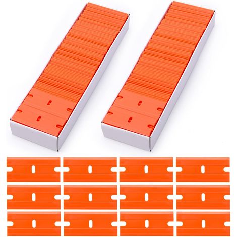 Lame de raclette - Double tranchant - Pour carrelage céramique vitre miroir verre métal plastique - Lot de 200 pièces (1/5)