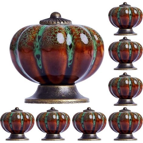 Boutons en céramique pour meubles - Lot de 8, poignées de porte pour armoires et tiroirs (1/4)